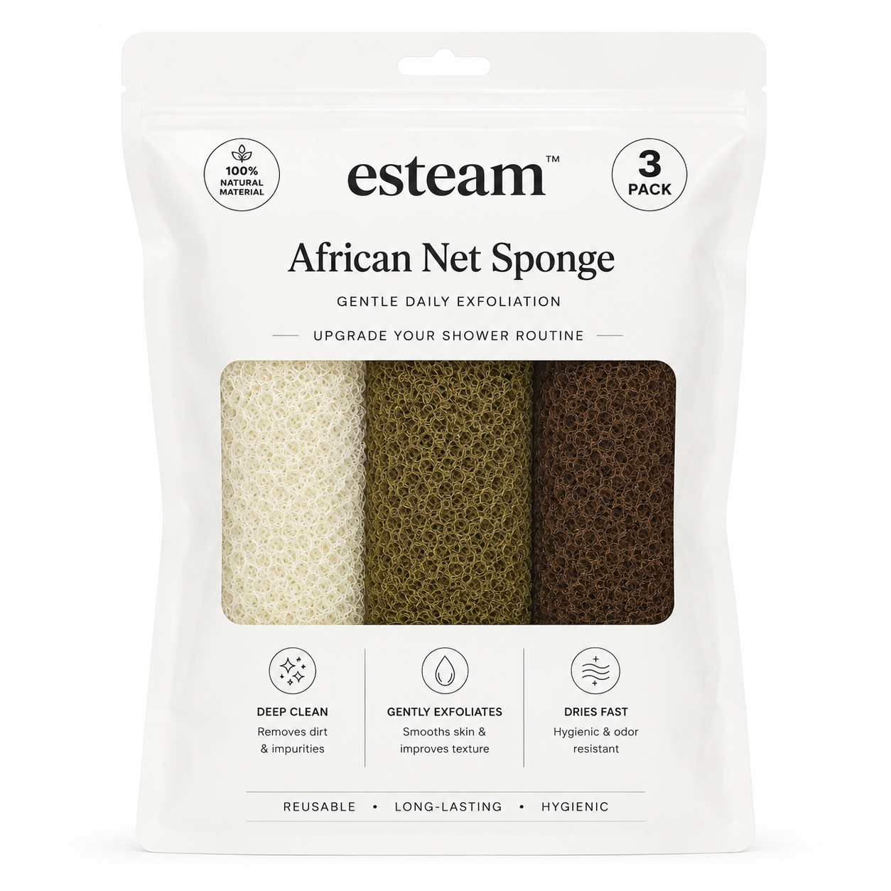 African Net Sponge - Ivory, Olive & Mocha