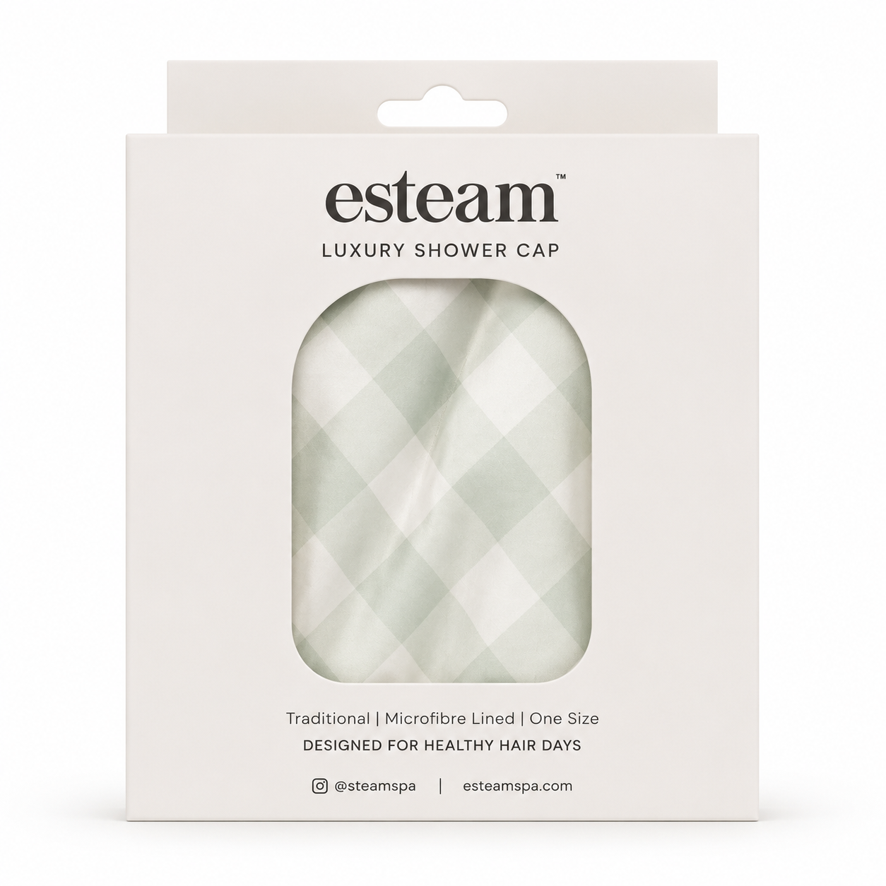 Luxury Shower Cap - Sage Gingham