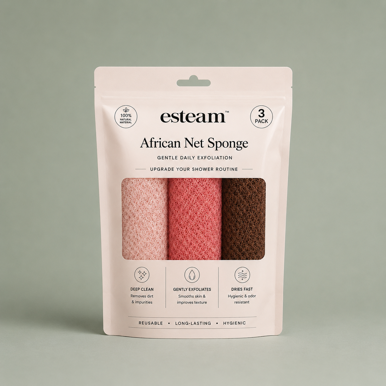 African Net Sponge - Blush, Peach & Cocoa