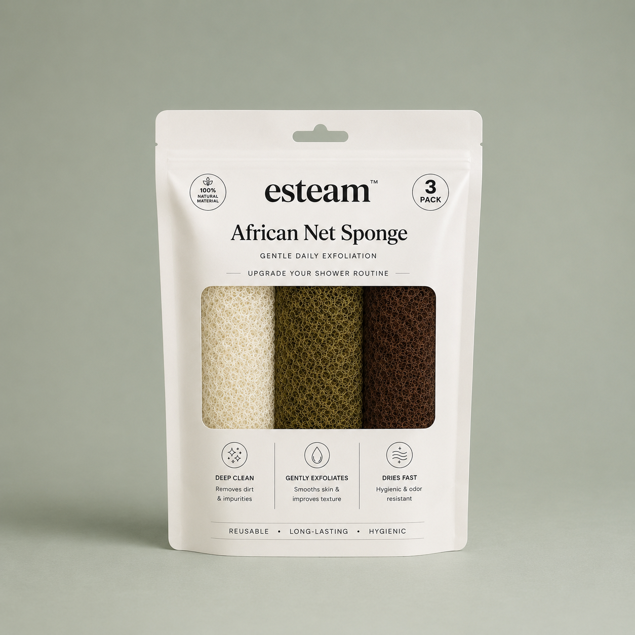 African Net Sponge - Ivory, Olive & Mocha