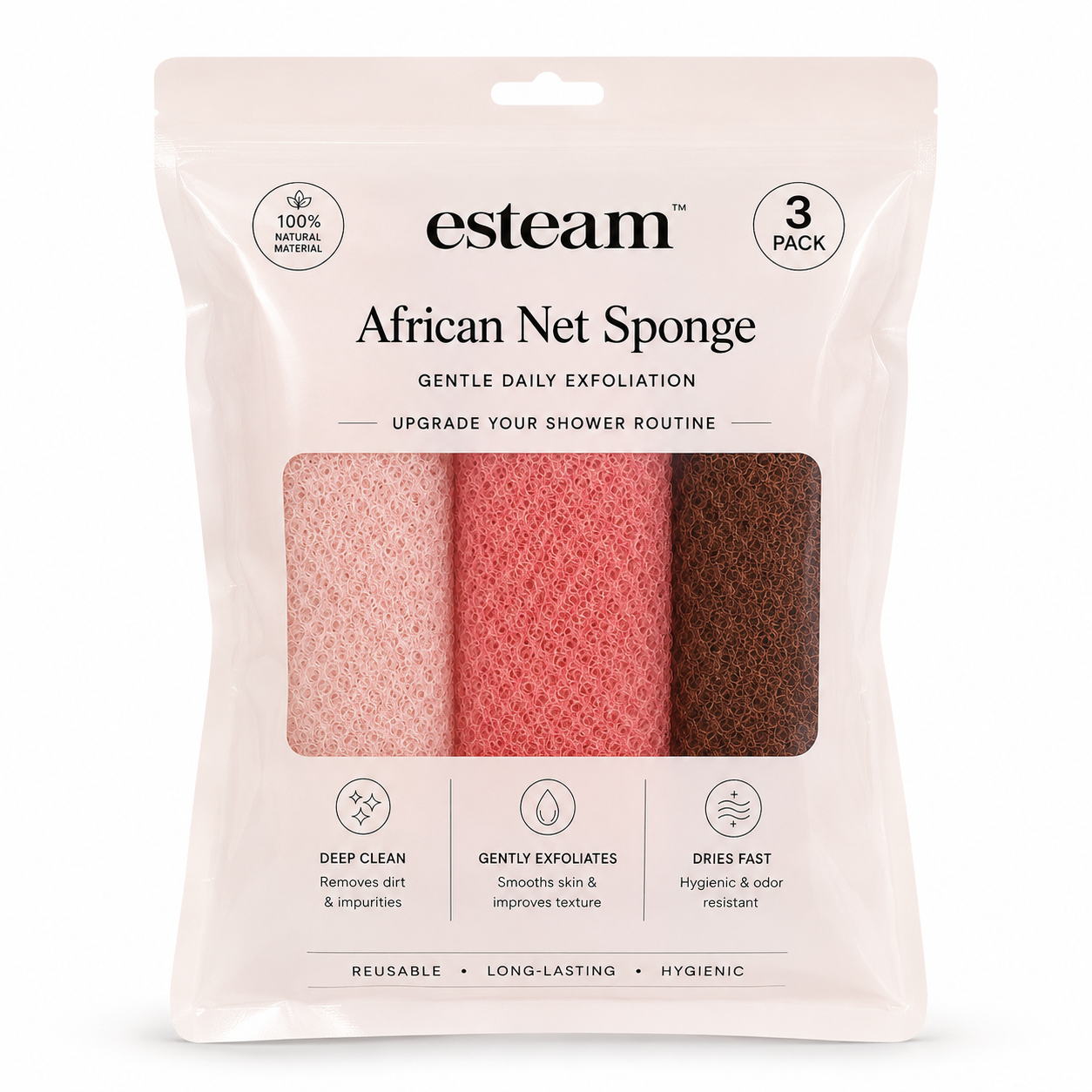 African Net Sponge - Blush, Peach & Cocoa
