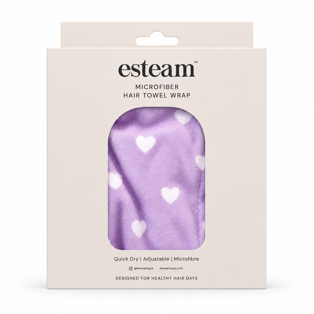 Microfibre Hair Towel Wrap - Lilac Heart