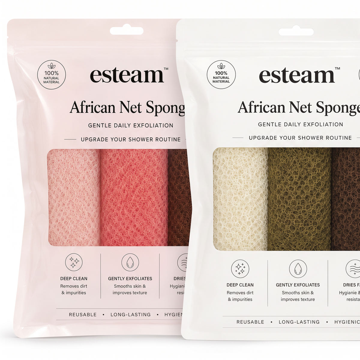 esteam African Net Sponge 6 Pack - both colourways, six sponges