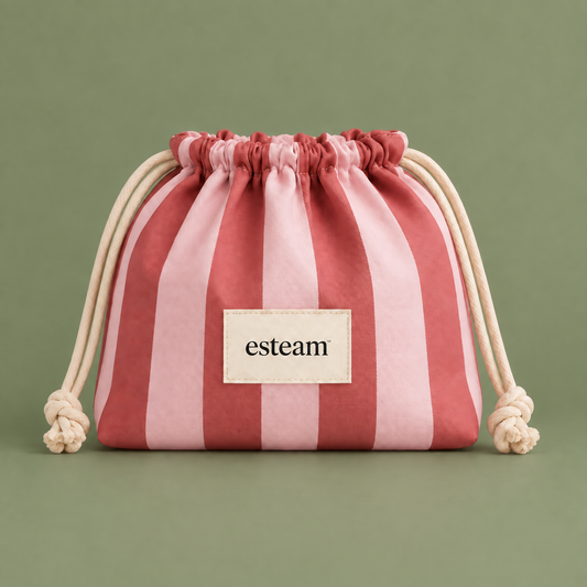 Esteam striped drawstring make-up bag included in the Pamper Gift Set